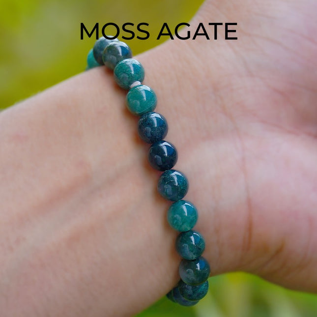 Moss Agate Beads Bracelet – Earthy Elegance, Emotional Balance & Abundance