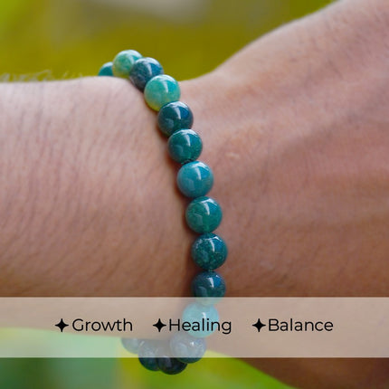 Moss Agate Beads Bracelet – Earthy Elegance, Emotional Balance & Abundance