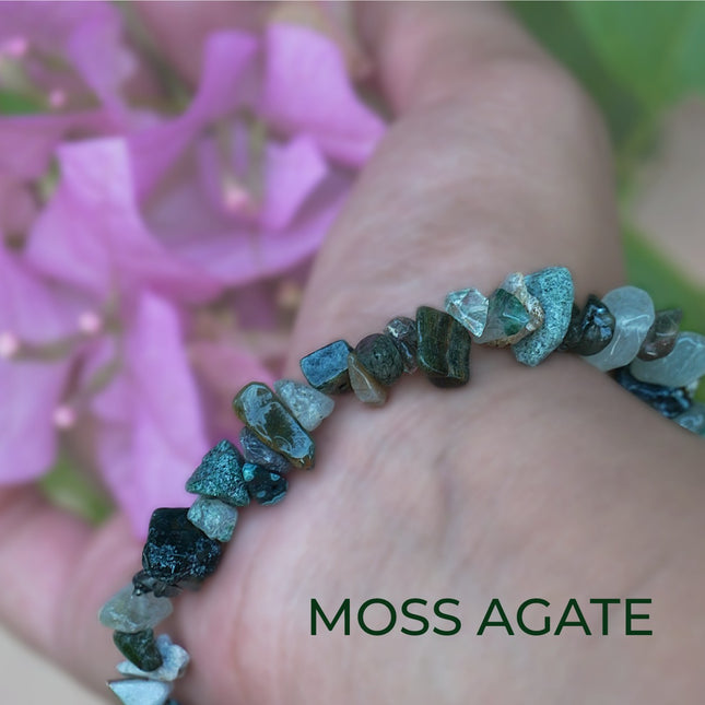 Moss Agate Chips Bracelet
