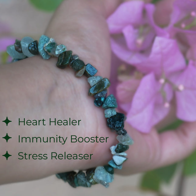 Moss Agate Chips Bracelet