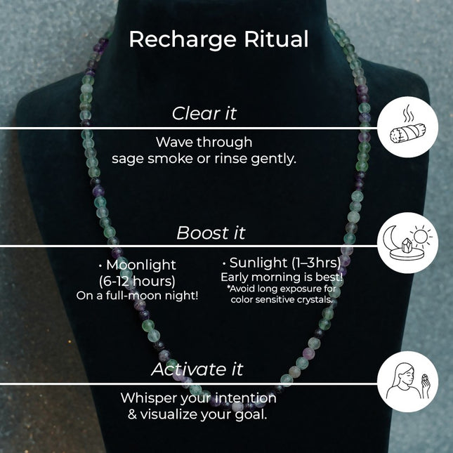 Multi Fluorite 6 MM Jup Mala – Mental Clarity, Emotional Balance & Intuition