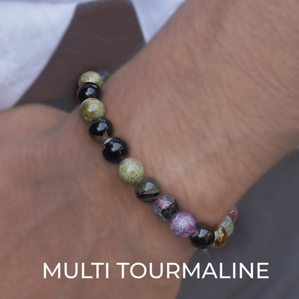 Multi Tourmaline 8mm Bracelet – Protection, Balance & Chakra Harmony