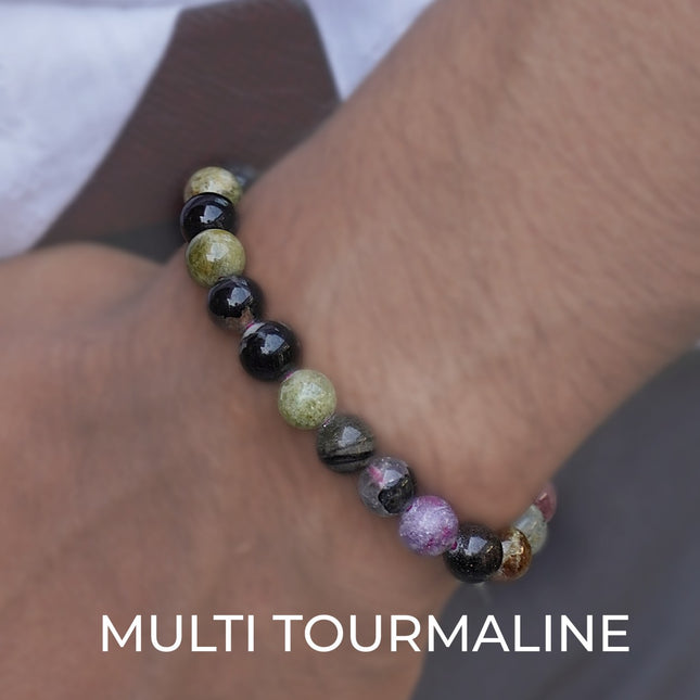 Multi Tourmaline 8mm Bracelet – Protection, Balance & Chakra Harmony