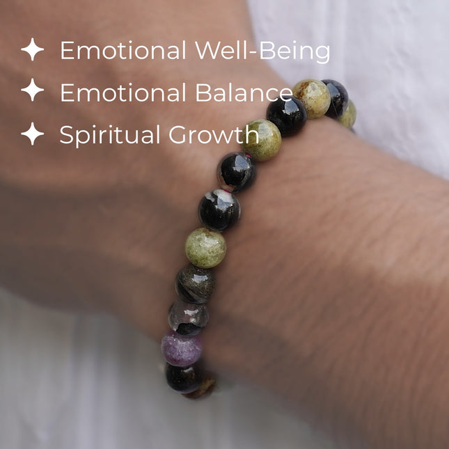 Multi Tourmaline 8mm Bracelet – Protection, Balance & Chakra Harmony
