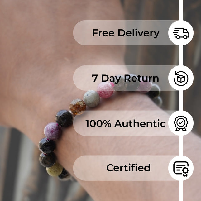 Multi Tourmaline 8mm Bracelet – Protection, Balance & Chakra Harmony
