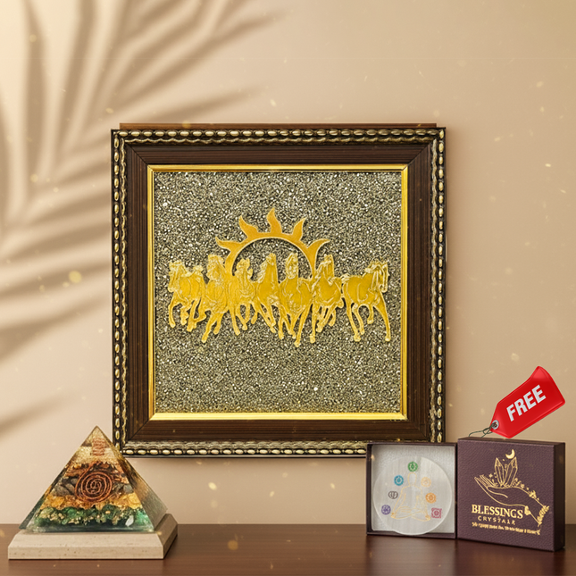 7 Horses Pyrite Frame with Money Magnet Pyramid Combo