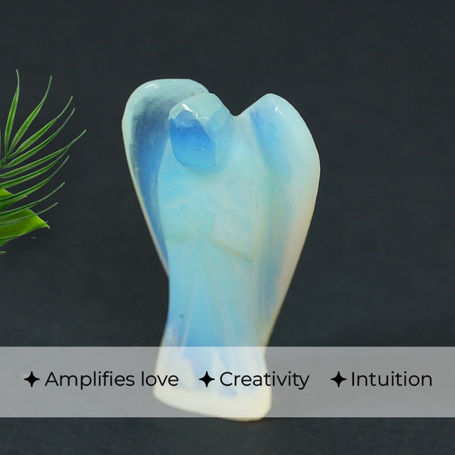 Opal 2 inch Angel – Hand-Carved Celestial Guardian of Light, Creativity, Emotional Harmony And Shimmering Guardian of Transformation, Intuition & Inner Light