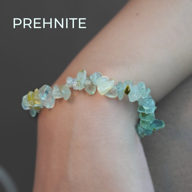 Prehnite Chips Bracelet – Stone of Prophecy, Peace & Heart Healing