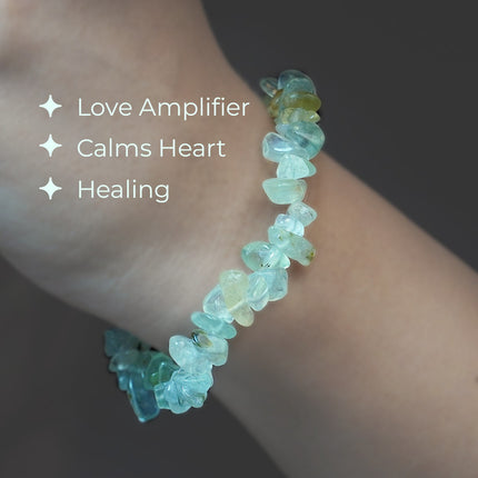 Prehnite Chips Bracelet – Stone of Prophecy, Peace & Heart Healing