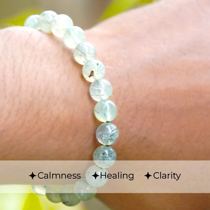 Prehnite Round Beads Bracelet
