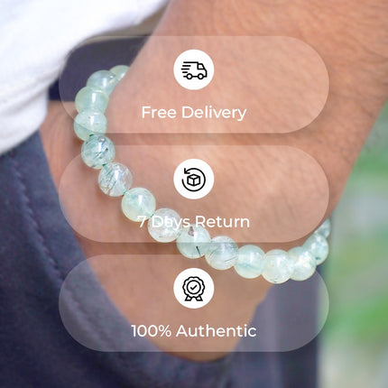 Prehnite Round Beads Bracelet