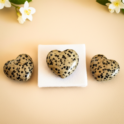 Dalmatian Jasper Puffy Heart Stone