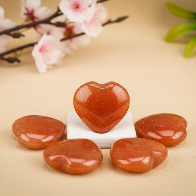 Red Aventurine Puffy Heart Stone