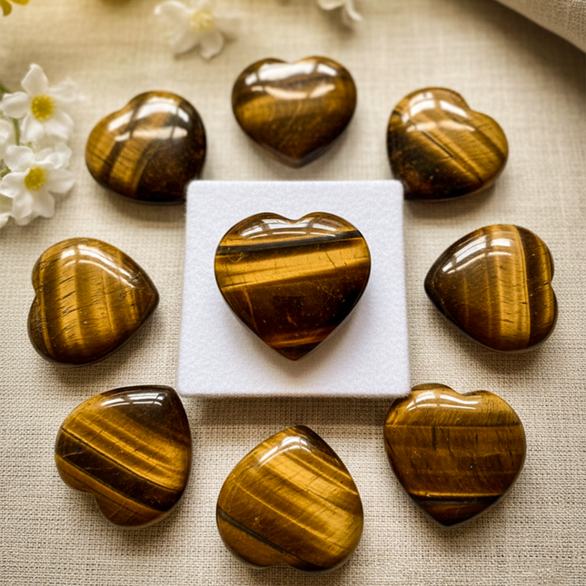 Tiger Eye Puffy Heart Stone