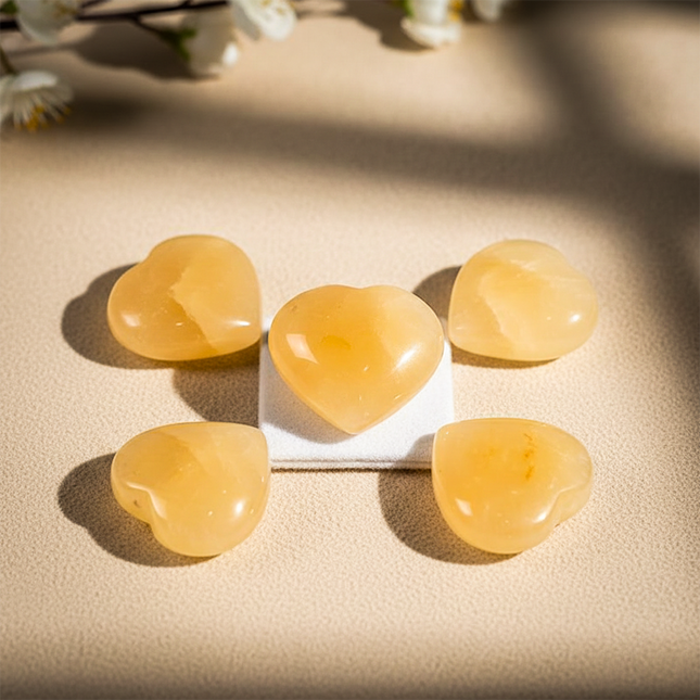 Yellow Jade Puffy Heart Stone