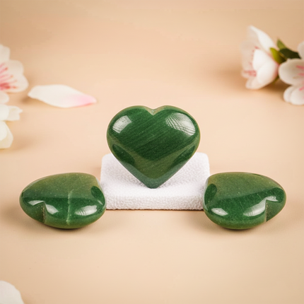 Green Jade Puffy Heart Stone
