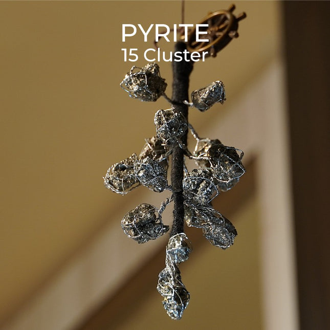 Pyrite 15 Cluster Hanger | Shield Your Space with Abundance & Protection