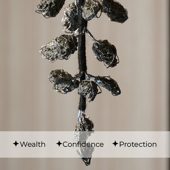Pyrite 15 Cluster Hanger | Shield Your Space with Abundance & Protection