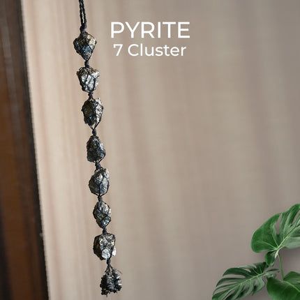 Pyrite 7 Cluster Hanger | Shield Your Space with Abundance & Protection