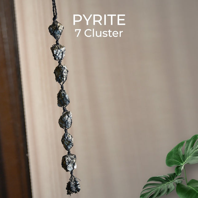 Pyrite 7 Cluster Hanger | Shield Your Space with Abundance & Protection