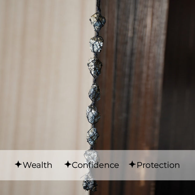 Pyrite 7 Cluster Hanger | Shield Your Space with Abundance & Protection