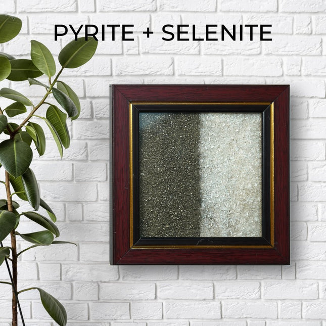✨ Pyrite & Selenite 6 Inch Frame – Protection, Purification & Prosperity Decor