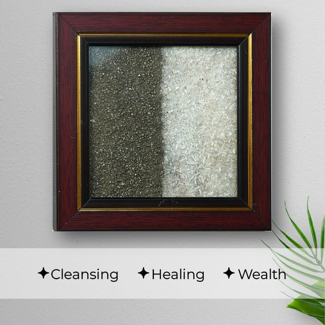 ✨ Pyrite & Selenite 6 Inch Frame – Protection, Purification & Prosperity Decor