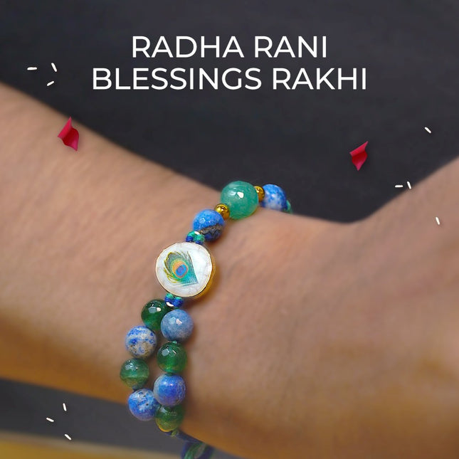 Radha Rani Blessings Rakhi with Crystals
