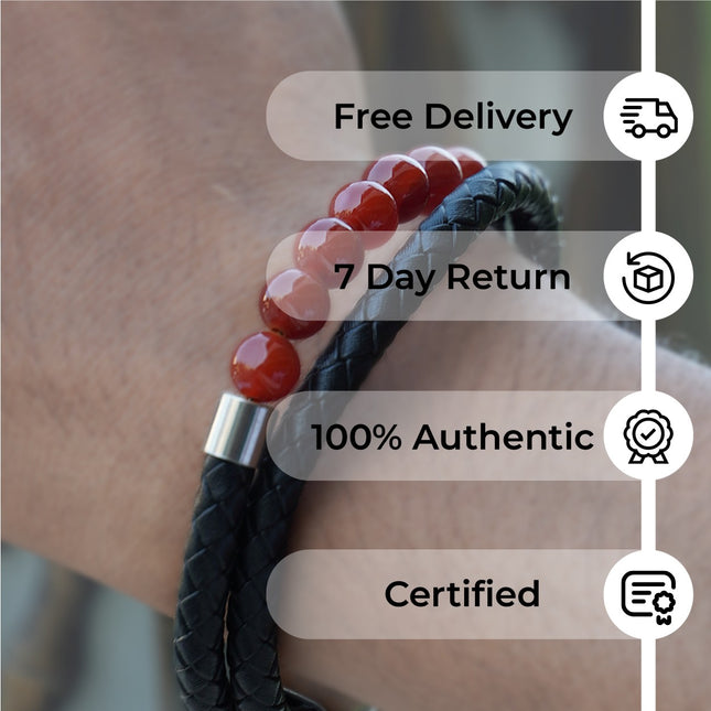 Red Aventurine Leather Bracelet – Empowering, Grounding, Motivational Jewelry