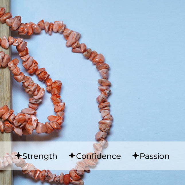 Red Coral Star Chips Mala – Vitality, Protection & Emotional Healing