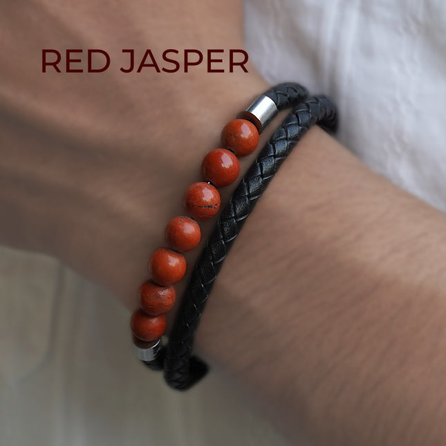 Red Jasper Leather Bracelet – Grounding, Strength & Vitality