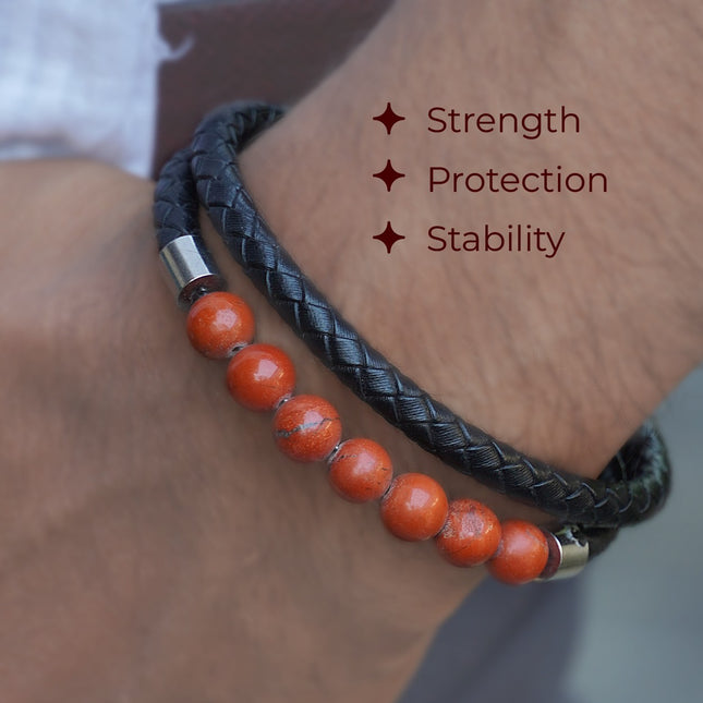 Red Jasper Leather Bracelet – Grounding, Strength & Vitality