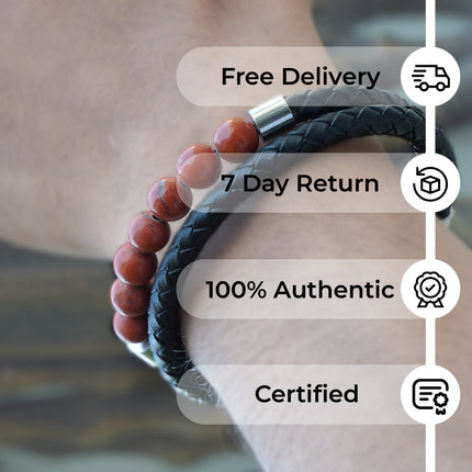 Red Jasper Leather Bracelet – Grounding, Strength & Vitality