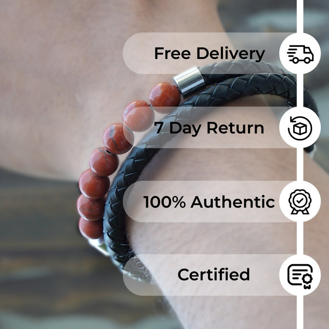Red Jasper Leather Bracelet – Grounding, Strength & Vitality