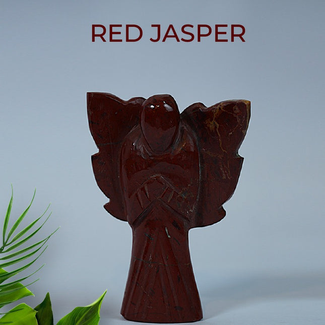 Red Jasper Angel – Hand-Carved Guardian of Strength, Emotional Resilience & Sacred Protection & Grounded Energy