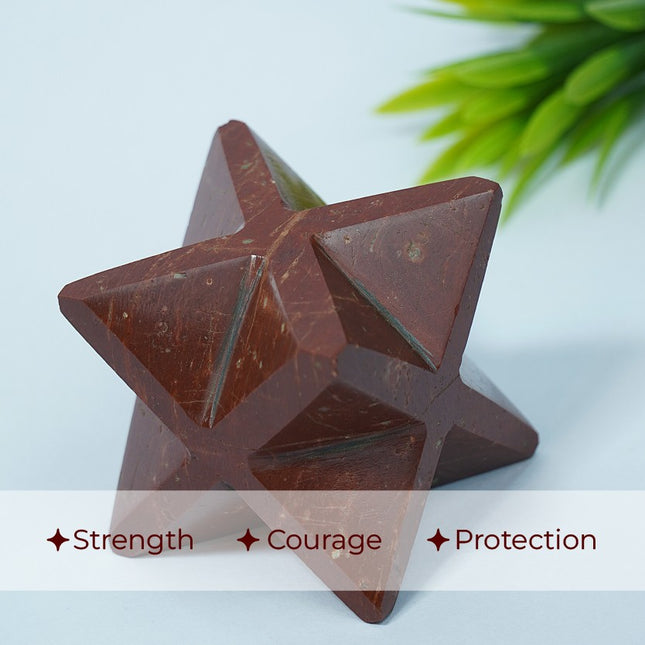 Red Jasper Merkaba Big Star – Stone of Strength & Sacred Geometry