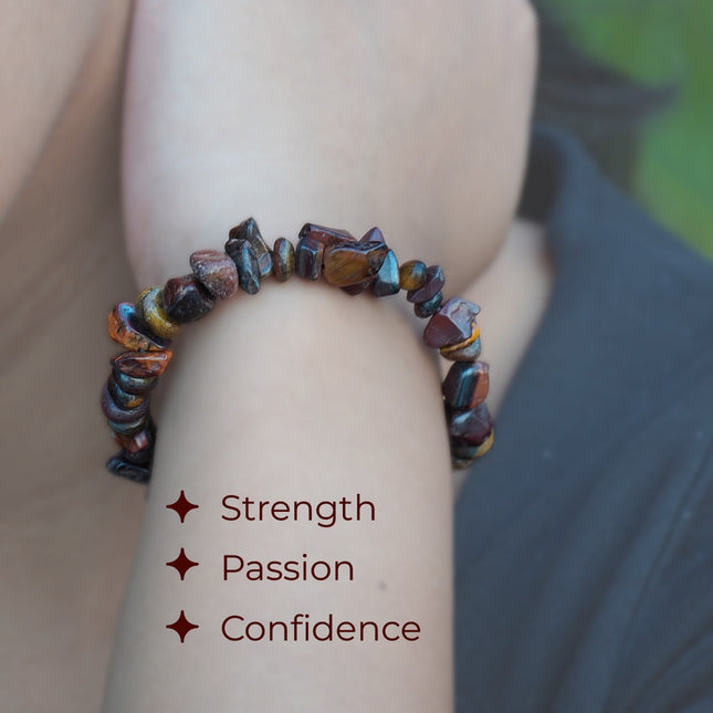 Red Tiger Eye Chips Bracelet – Power, Passion & Protective Energy