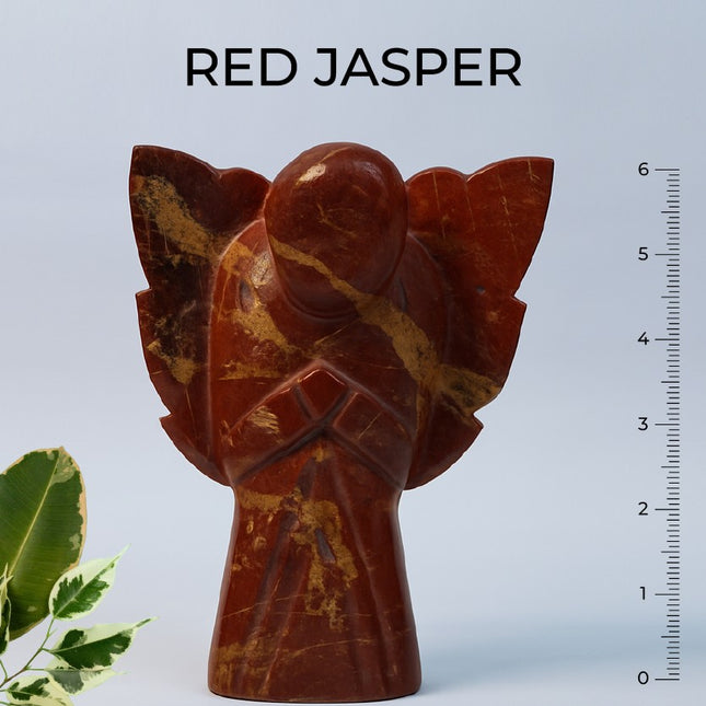 Red Jasper 6 inch Angel – Hand-Carved Guardian of Strength, Emotional Resilience & Sacred Protection & Grounded Energy