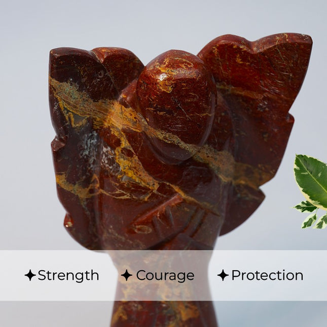 Red Jasper 6 inch Angel – Hand-Carved Guardian of Strength, Emotional Resilience & Sacred Protection & Grounded Energy