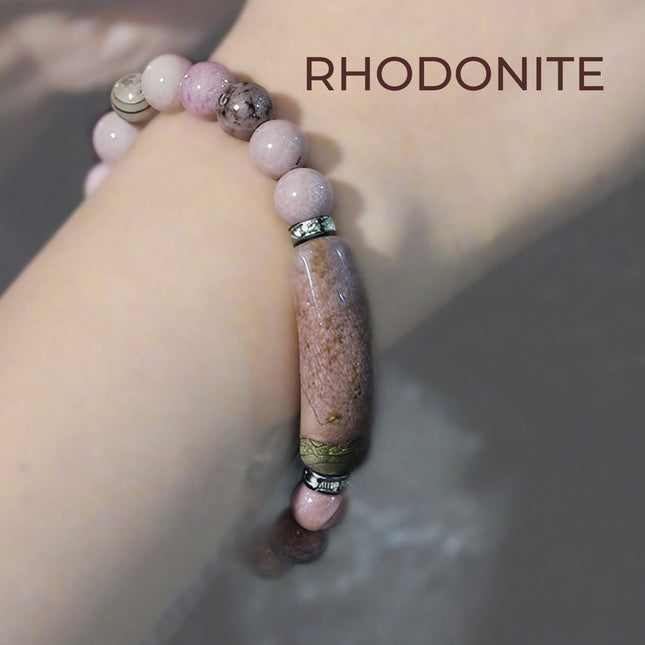 Designer Charm Rhodonite Bracelet – Love, Compassion & Emotional Healing