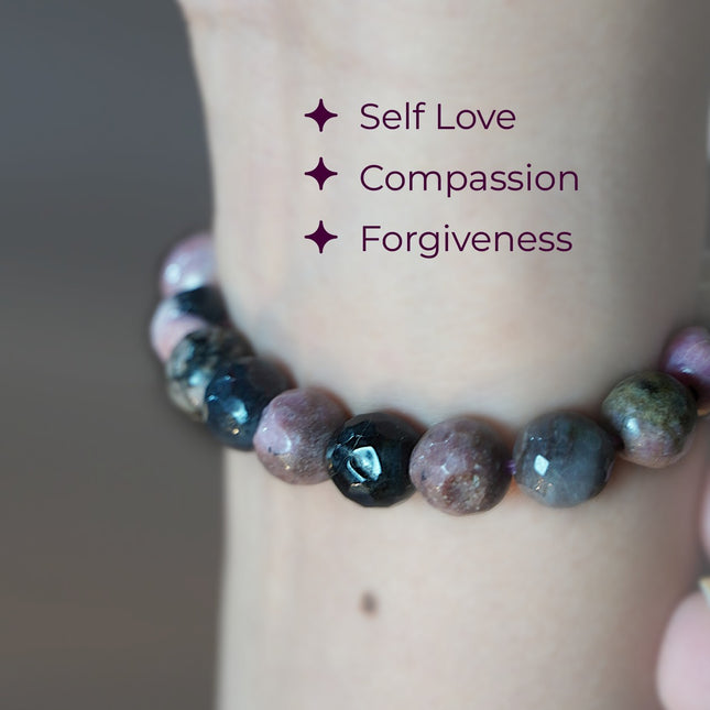 Rhodonite Diamond Cut Bracelet – Heal the Heart, Radiate Compassion