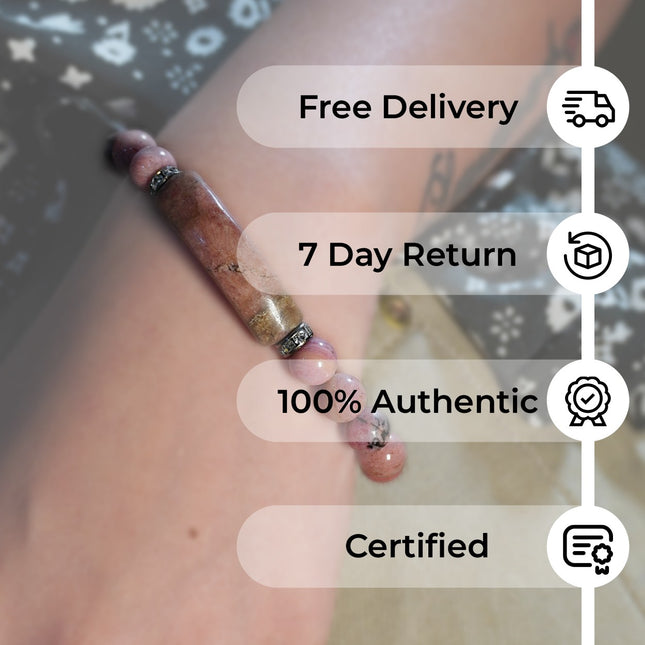 Designer Charm Rhodonite Bracelet – Love, Compassion & Emotional Healing