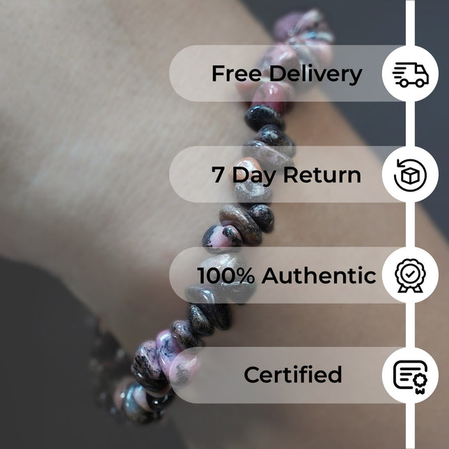 Rhodonite Chips Bracelet – Heart Healing, Compassion & Emotional Balance