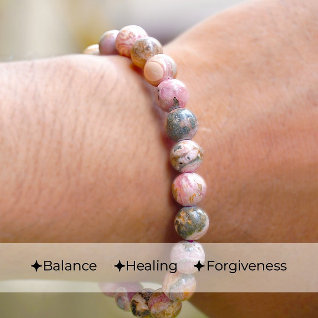 Rhodonite Round Beads Bracelet