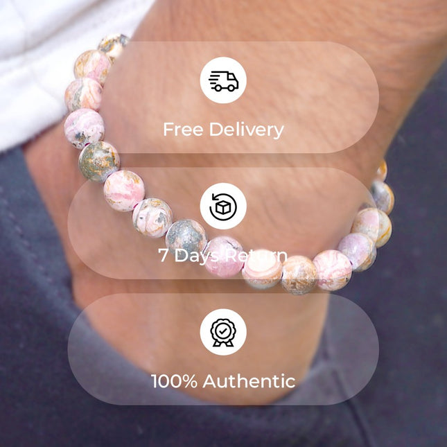 Rhodonite Round Beads Bracelet