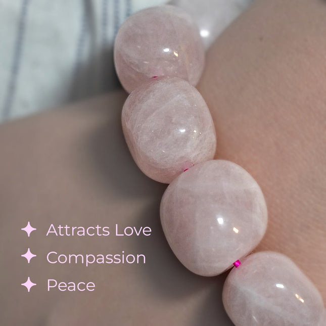 Rose Quartz Tumble Bracelet – Wear the Energy of Love, Healing &amp; Harmony