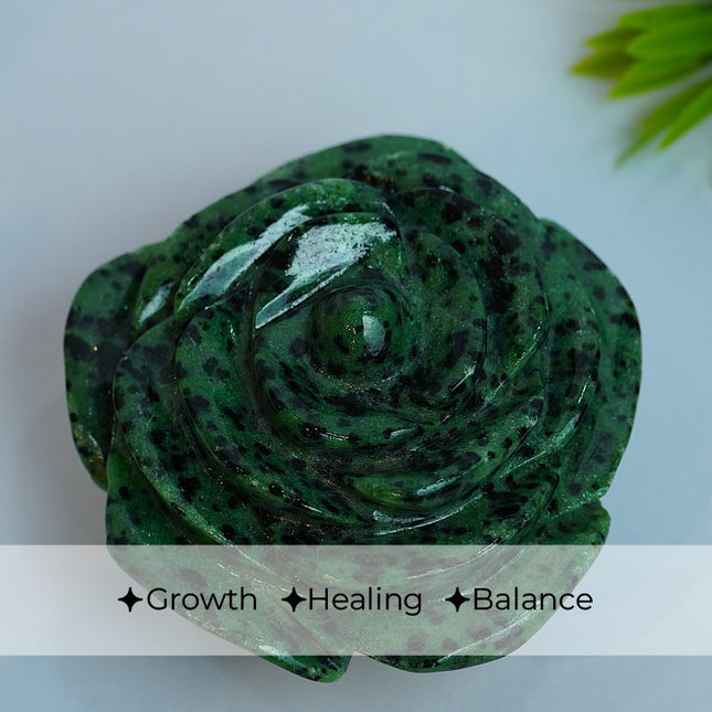 Ruby in Zoisite Stone Flower – A Fusion of Passion, Growth & Heart-Centered Transformation