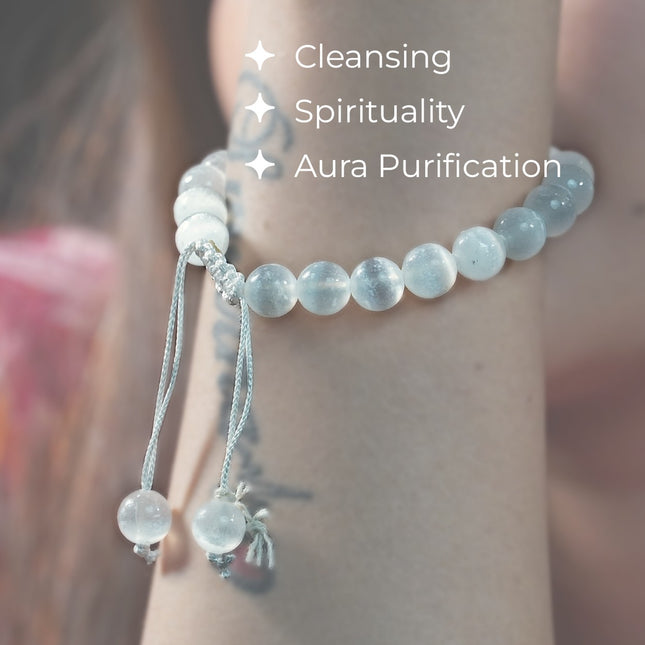 ✨ Selenite Single Dori Bracelet – Purity, Clarity &amp; Spiritual Protection