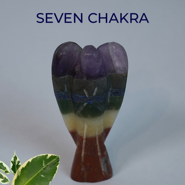 Seven Chakra Angel – Hand-Carved Crystal Guardian for Balance, Healing & Energy Alignment