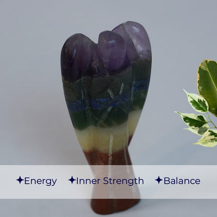 Seven Chakra Angel – Hand-Carved Crystal Guardian for Balance, Healing & Energy Alignment